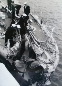 HMS LIONS ANCHOR IN HMS LOWESTOVE BOWS